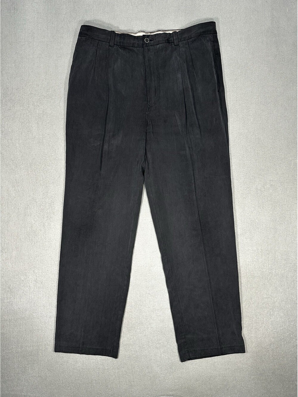 Tommy Bahama Mens Dress Pants Black Solid Silk Blend 38x32 (Measured 35x30)